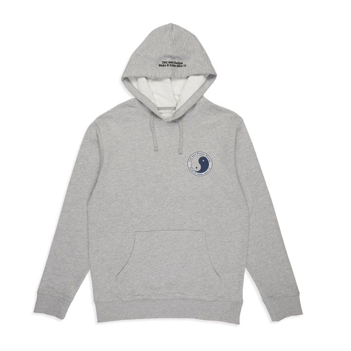 T&C Surf Designs Essential Hooded Fleece Heather Grey Navy Logo