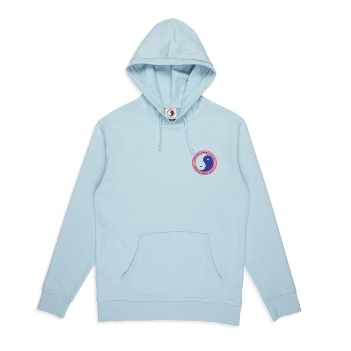 T&C Surf Designs Essential Hooded Fleece Sky Blue Pink Logo